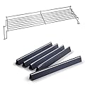 QuliMetal Stainless Steel Warming Rack and 24.5 Inch Flavorizer Bars for Weber Genesis 300, E310 E320 S310 S320 with Side Control Knobs