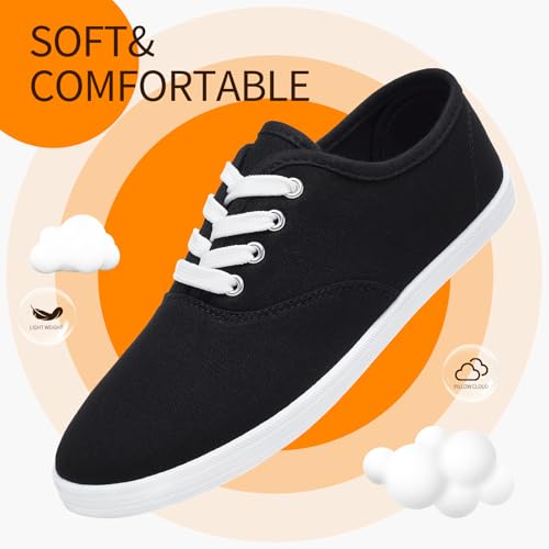 yageyan White Canvas Sneakers for Women Low Top Tennis Shoes Lightweight Womens Fashion Sneakers Lace up Causal2
