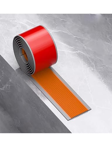 Tiras autoadhesivas de protección de bordes de escalones, for escaleras domésticas, escaleras mecánicas de centros comerciales, gimnasios, rampas exteriores(Gray- Orange,6x3000cm)