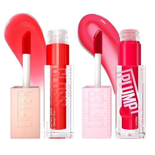 Maybelline Lifter Gloss and Lifter Plump Bundle, Hydrating, Pumpi...