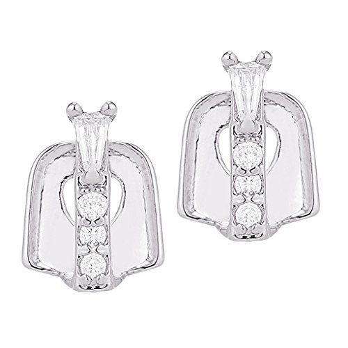 Deevoka Strass Bar Dentes Fang Grills Dentes Caps Hippy Jewelry - Prata, 1,1x0,7cm