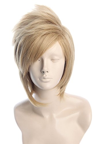 Topcosplay Unisex Anime Cosplay Wigs Short Blonde Layered Halloween Costume Wig