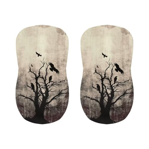 Image of Dry Tree Crows Bar Stool Chair Cover with Back Stretch Bar Chair Covers Swivel Barstool Slipcovers with 4 pcs Black Seat Couch Cover Waterproof Anti-Scratches Spills Chair Covers