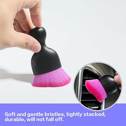 Image of AOCISKA Car Interior Detailing Brush,Soft Bristle Cleaning Brush Car Detailing Brush Dusting Brush,Car Interior Cleaning Tool,Auto Detail Brush Car Dash Duster Brush (Black&Double Purple)