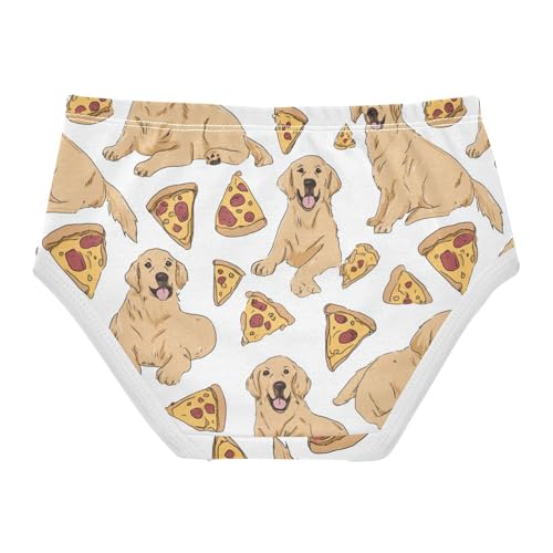 Wusikd Cute Golden Retriever Girls' Underwear Cotton Dogs Paws Pizza Slices Girls Briefs Soft Toddler Underwear 2T2