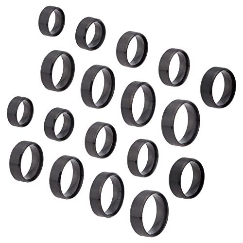 UNICRAFTALE 18Pcs Black Stainless Steel Plain Band Ring 9 Sizes