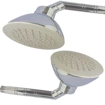 SHRUTI Heavy Duty Overhead shower Spice Round Single Flow ABS Shower Head with Round Shower Head arm .Rain Shower With Rubbit Cleaning System (Chrome) with Free Wall flange And Teflon tap - (6001 , 1774 ,1375)