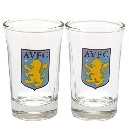 Aston Villa FC Aston Villa Two Pack Shot Glasses, Multicoloured, Single