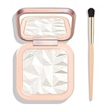 KYDA Face Highlighter Palette, High Glossy Pearl White Face Illuminator Palette, Natural Shimmer Smooth Baked Highlighter Makeup, Lasting Sparkling Baked Pressed Powder- PEARL