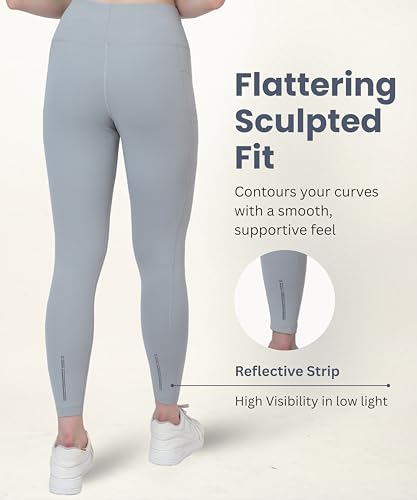 Image of GLAMORAS Women's Polyester Spandex High Waist Gym Leggings with Side Pocket, 4-Way Stretch, Squat-Proof, Moisture-Wicking Workout Tights for Running, Gym, Fitness, Training, Yoga & Activewear