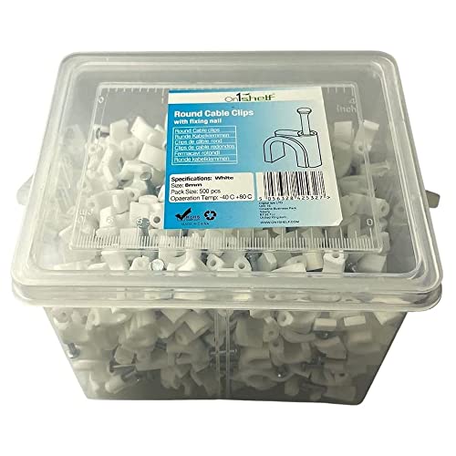 Clips ronds pour câbles K blanc 8mm On1shelf lot de 500 pièces
