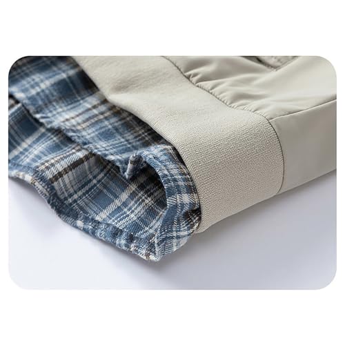 Men's Plaid Splicing Long Sleeved Jackets Lapel Casual Warm Winter Jacket Zipper Workwear Patchwork Coat Outwear3