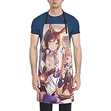 [RFSHOPWF] ウマ娘 ライスシャワー エプロン H型シンプルカフェエプロン おしゃれレディースメンズポケット付き シワになりにくい撥水汚れにくい家庭用ピナフォア 保育士キッチン業務用作業用えぷろん。70cm×84cm