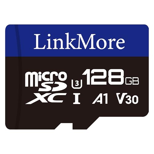 LinkMore XV13 128GB MicroSD Memory Card, MicroSDXC A1 UHS-I U3 V30 Class 10, Read Up to 95 MB/s, Write Up to 60 MB/s, SD Adapter Included