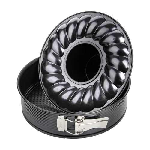 Zenker 6509 Moule à manqué, moule à savarin, moule à gâteau, moule à cheminée, Acier, Noir, 28 x 28 x 6,5 cm