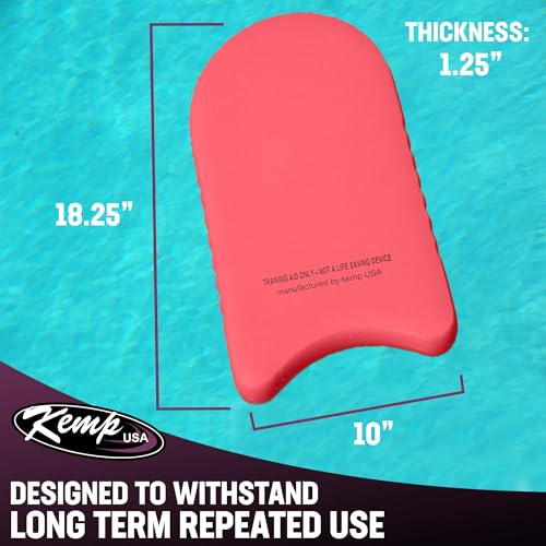 Kemp USA Large Kickboard for Swimming - Made with Durable EVA Foam - Essential Swimming Accessories for Swim Training & Water Exercises for Adult (Red)