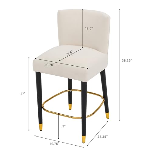 Merax Butaco tapizado en tela con estructura de madera 27" con respaldo y reposapiés dorado, set de 2, estilo moderno miniatura 2