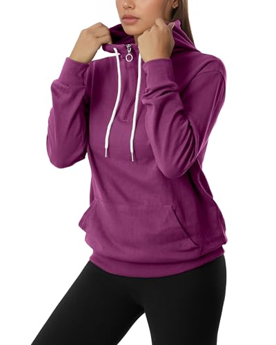 Image of GIVON Womens Casual Zip Up Hoodie Cotton Blend Soft Fabric Basic Layering Hooded Jacket with Kangaroo Pocket