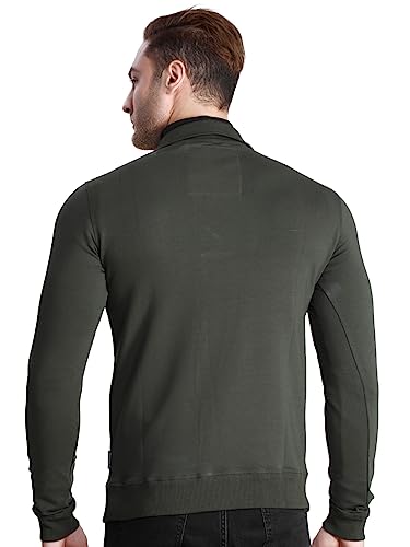 Image of Dream of Glory Inc. Men's Cotton High Neck Sweatshirt (DOGI-AW23 FS-Zip-Olive Ivy XS)