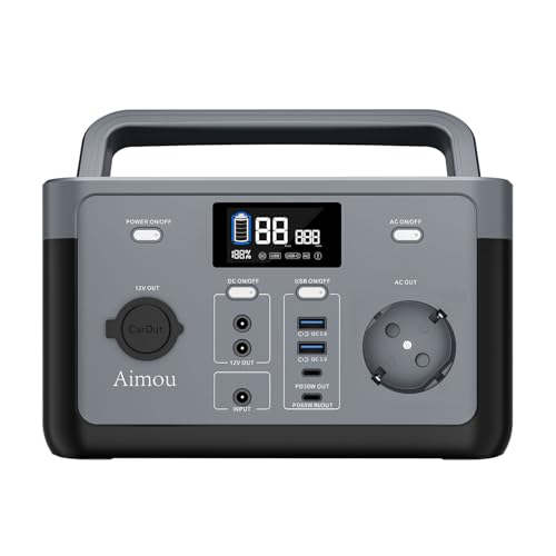 Aimou 300Wh LiFePO4 Power Station, Solar Generator for Camping