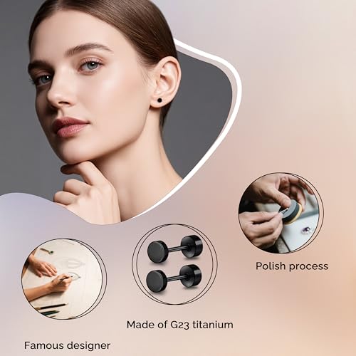 Hypoallergenic Titanium Screw Back Flat Back Dot Stud Earrings 3mm-5mm Simple Classic Helix Tragus Cartilage Earlobe Stud Earrings for Women Men2