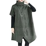 ［エムエルーセ］4色展開 重ね着 アシメデザイン ハイネック チュニック シンプル ゆったり 春 秋 冬 カジュアル オフィス 部屋着 ルーム ナイト ウェア パジャマ ゆるふわ エレガント ボリューム ネック ふわふわ 袖あり 半袖 生地 柔らか 薄手 トロミ 無地 長丈 ろんぐ きれいめ かわいい サラサラ ママ 冬物 カラー かーき 緑色 草色 ショート丈 ワンピ カーキ MRD65-KHM