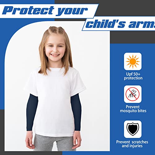 Xuhal 10 Pairs Arm Sleeves For Kids Age 4-7 Baseball Cooling Compression Sleeve Uv Sun Protection Arm Cover For Boys Girls (Dark Color) #TOP3