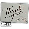 Honeyplum Wedding Thank You Cards - Rose Gold Foil Stamped Letterpress - 36 Cards Plus Envelopes - From the New Mr & Mrs Design