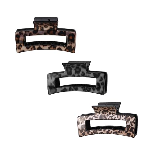 3.5 Creaseless Tortoise Shell Hair Clips for Women Leopard Print Hair Claw Clips Girls – Acrylic French Banana Barrettes, Non-Slip Strong Hold for Thick & Thin Hair Stylish Fashion Accessories