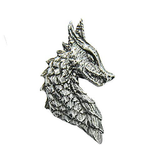 Antique Pewter Dragon Head / 3/4 View Pin G011A