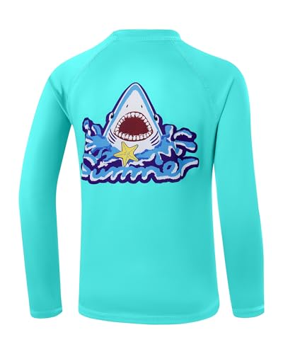 UPF 50+ Boys Swim Shirts Rash Guard Long Sleeve Sun Protection Fishing Shirt Youth Kids SPF Shirt