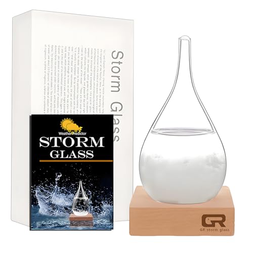 Storm Glass Weather Forecast Bottle - Snow Globes Barometer,Cloud Storm Weather Station,Decorative Weather Predictor, Home and Office Decor, Unique Gift Idea (Small)