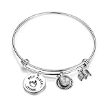bobauna Coffee Lover Gift But First Coffee Expandable Wire Bangle Bracelet Coffee Jewelry (but first coffee)