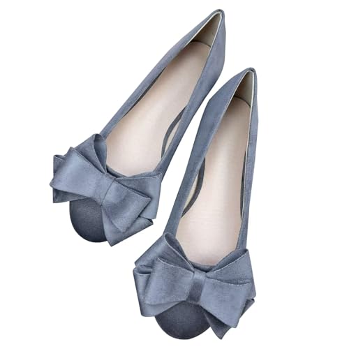 JiangWei Shu Women's Round Toe Bowknot Ballet Flats Cute Elegant Slip On Casual Flats for Work - Main Image