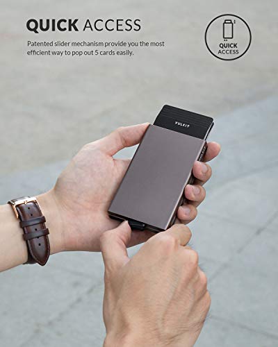 VULKIT Pop Up Card Holder Minimalist Card Case RFID Blocking 2 Double Slim Metal Case for Men or Women (Nickle Grey)2