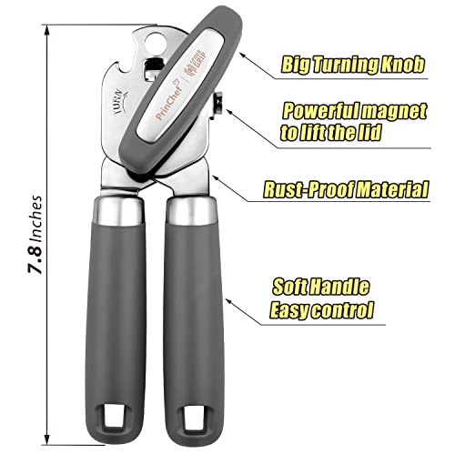 Spider Grip Can Opener, No-Trouble-Lid-Lift Manual Handheld Can Opener With Magnet, Smooth Edge Safe Cut For Beer/Tin/Bottle, Big Turning Knob Anti-Slip Handle Good For Seniors With Arthritis #TOP2