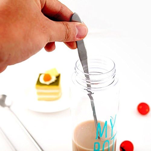 Miniatura 3 de HornTide Juego de 6 cucharas mezcladoras de 8 pulgadas y 7.9 in de mango largo para helado, bebida fría, jugo de frutas, coctelería y más, pulido de