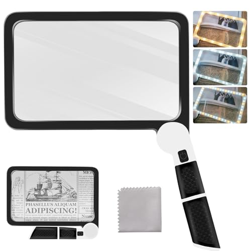 [Upgraded] 5X Magnifying Glass with Light, 48 LED Handheld Full Page Magnifier for...