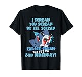 Shark Ice Cream Summer Birthday 8 Years Old