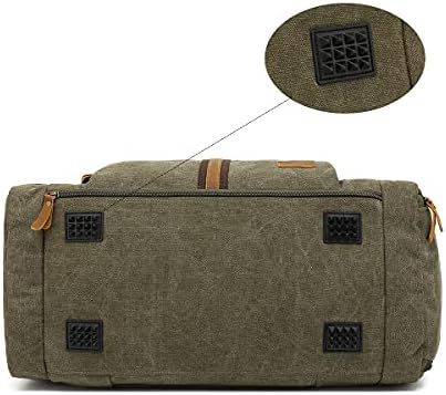 Travel Duffel Bag,Waterproof Canvas Genuine Leather Weekend bag,Carry on Weekender Overnight Bag with Shoes Compartment for Men Women Water-proof & Tear Resistant Travel Bag Sports Gym Bag (Khaki) 5 Travel Duffel Bag,Waterproof Canvas Genuine Leather Weekend bag,Carry on Weekender Overnight Bag with Shoes Compartment for Men Women Water-proof & Tear Resistant Travel Bag Sports Gym Bag (Khaki)