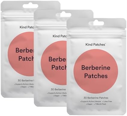 Kind Patches Berberine Patches with L Glutamine, Chromium, Pomegranate and Cinnamon 30ct - 3 Packs, Total 90 Patches