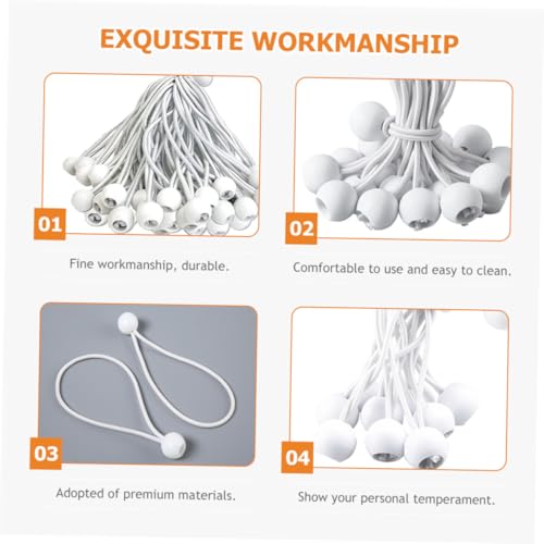 Cordons élastiques boule 20 cm blanc tendeurs pour fixation bâche