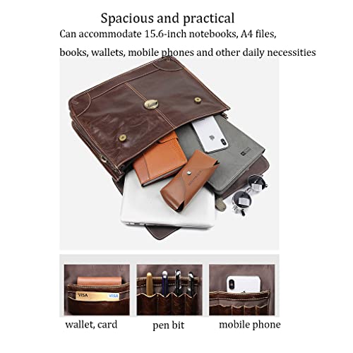 Maletas masculinas vintage de couro com grande capacidade, impermeável, alça ajustável, bolsa para l
