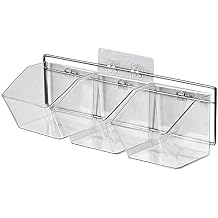 Wall Mounted Storage Container, 3 Storage Grid Clear Plastic Self-Adhesive Hanging Onion and Potato Storage with Metal Rack and Traceless Sticker for Kitchen/Bathroom/Organizer Pantry
