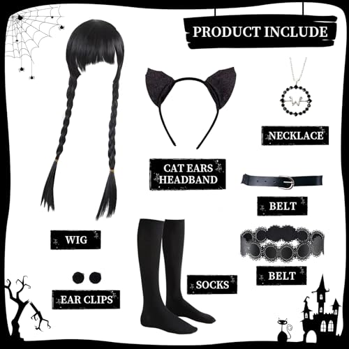 Vestido Negro para Niñas de 4-5 Años Addams Family miniatura 6