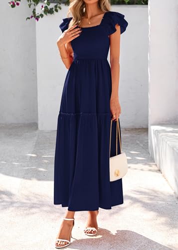 Image of KIRUNDO Smocked Summer Midi Dresses for Women 2026
