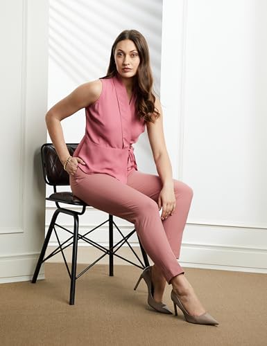 Image of Symbol Premium Women Solid Sleeveless Wrap Top (Regular Fit | Desk-to-Dinner) (Available in Plus Sizes)