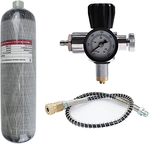 TUXING Universal 3L 4500psi Carbon Fiber Air Tank(Empty Bottle)& Paintball Fill Station with Valve Regulator Gauge for PCP Game