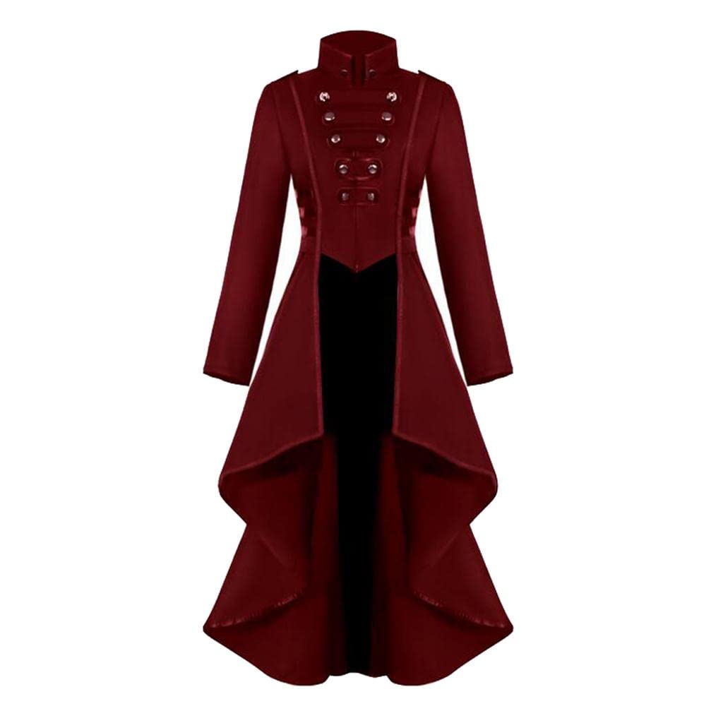 myaddiction Womens Steampunk Gothic Long Coat Tail Jacket Cosplay Costume Suit Red L Clothing Shoes & Accessories | Womens Clothing | Coats & Jackets-picture-14