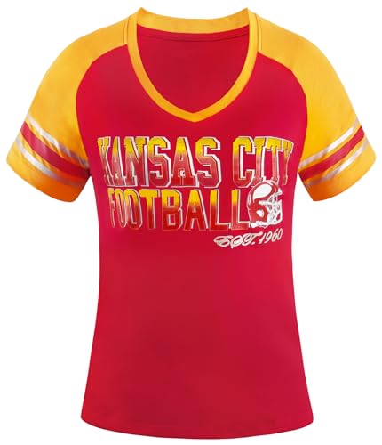 Simapak Womens Football Fans Athletic City Raglan T-Shirts - Red & Yellow (Size:M)